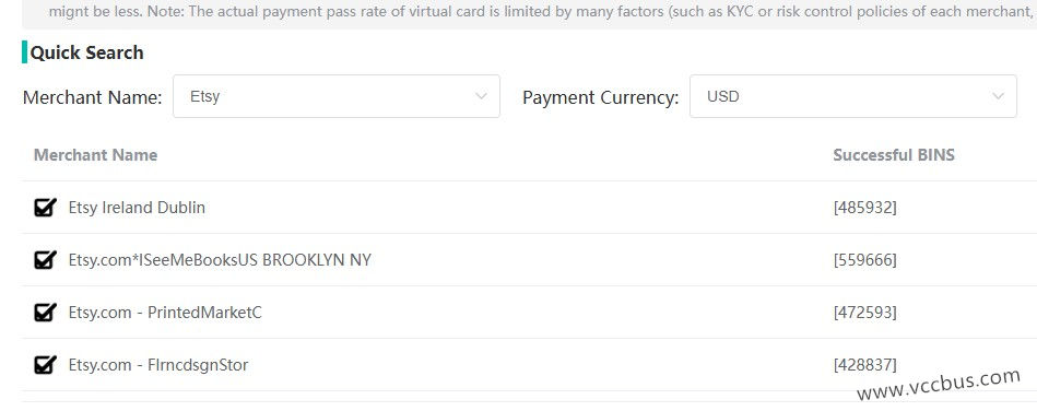适用于Etsy手工电商的虚拟信用卡BIN推荐