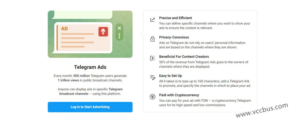 进入Telegram Ads广告投放页面