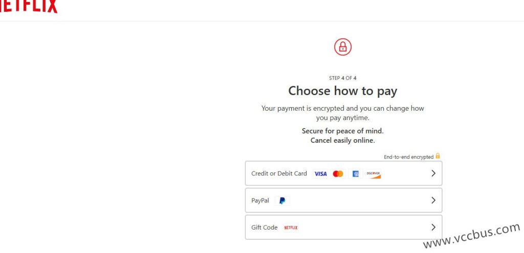 Netflix付款方式有以下这三种